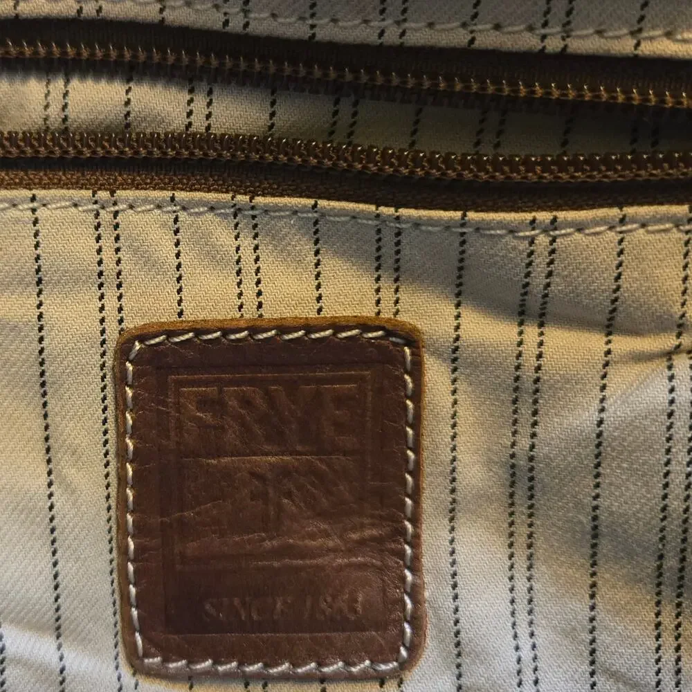 Frye Brown Leather Crossbody Bag Braided Trim - Picture 11 of 16